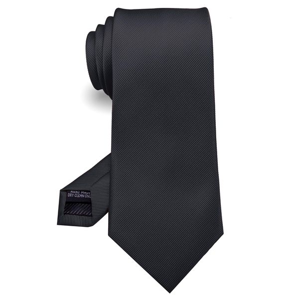 RBOCOTT Silk Black Tie Business Wedding Formal Necktie for Men (Black)