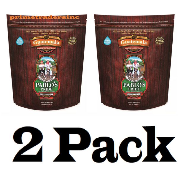 2 pk Pablo's Pride Gourmet Medium-Dark Roast Whole Bean Coffee,Guatemala, 32 oz.