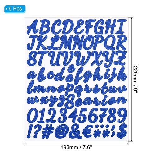 PATIKIL Alphabet Letters Numbers Stickers, 6 Sheets Self Adhesive Vinyl DIY Cursive Capital Decal Label for Mailbox Office Window Gift Box Scrapbook Decor, Dark Blue