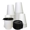 10oz White Coffee Cups and Black Flat Lids Hot Cold Drinks Disposable 250pcs
