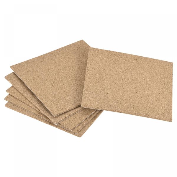 sourcing map 100x100x2mm Square Coasters Cork Cup Mat Pad Adhesive Backed 6pcs