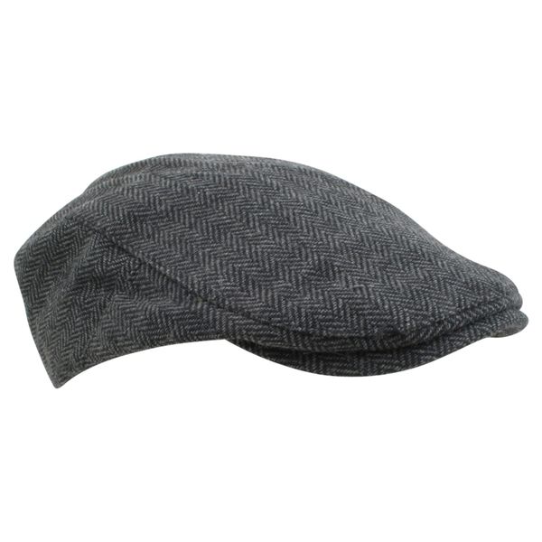 Atano Mens Adjustable Herringbone Flat Cap Blue Grey