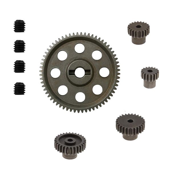 OTOTEC 5x Metal Reduction Differential Gear 64T Motor Pinion Gear 17/21/26/29T Set Compatible with 94111 9417 94123 RC Car