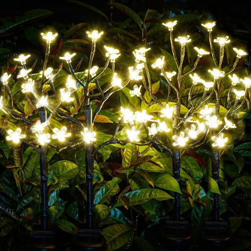 IUEECEN Solar Garden Lights Decorative, Solar Outdoor Lights Waterproof 4Pack, 80Led Solar Flower Lights Garden Decor, Outdoor Solar Lights for Yard,Pathway,Lawn,Solar Garden Decorations