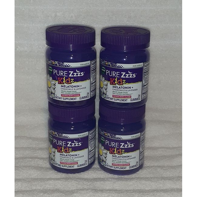 4-Pack Vicks Pure Zzzs Kids Dietary Supplement 24 Gummies Each. Exp.11 2023