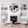 Large World Map Wall Clock, Metal Minimalist Modern Clock,Round Silent Non-Ti...