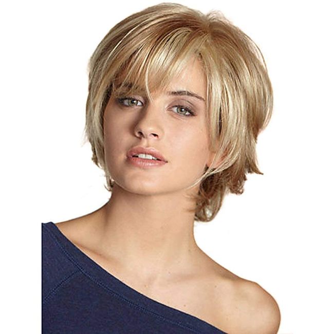 BLONDE UNICORN Natural Human Hair Wig Short Wigs with side part bangs for Women Daily Use(30/613#)………