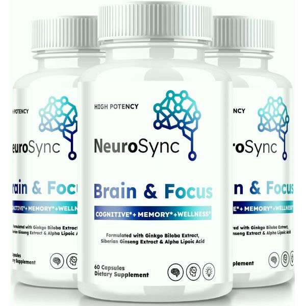 (3 Pack) Neurosync Brain & Focus Cognitive Pills to Improve Memory & Brain Fog