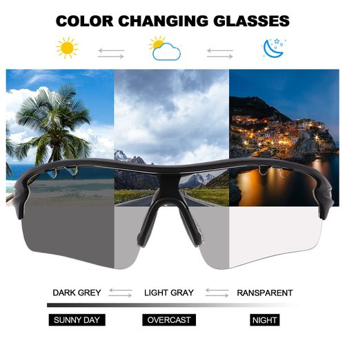 BangLong Cycling Glasses, Self-tinting Sunglasses, Men, Women, UV400 Protection, Sports Glasses for Fast Cycling, Running, Baseball MTB, Outdoor Sports, Bicycle
