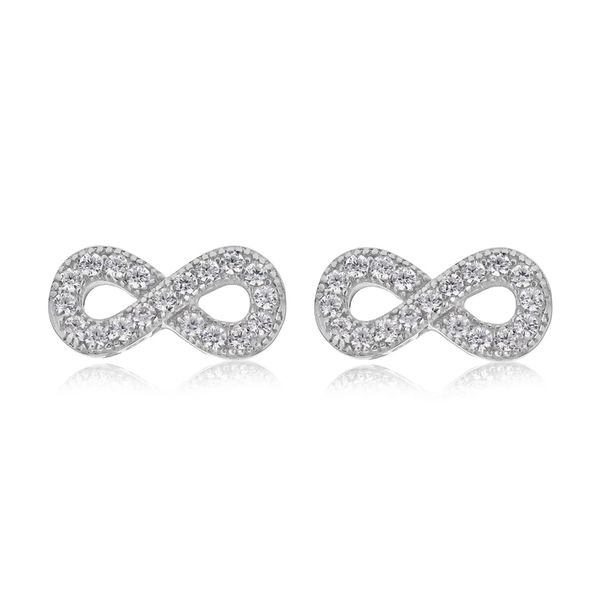 Tuscany Silver Women's Sterling Silver Cubic Zirconia Infinity Stud Earrings