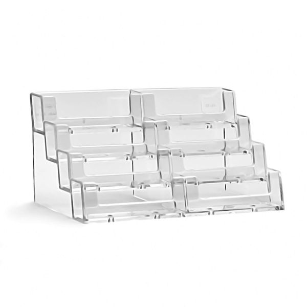 Taymar 8BC93 Visitenkartenhalter, Visitenkartenständer, Visitenkartenaufsteller, 2×4 Etagen, transparent,1 Stück