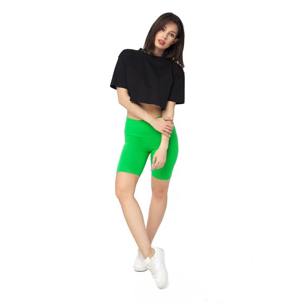 SOFTSAIL Leggings for Women Biker Shorts Cotton High Waist Tummy Control Slimming Breathable Elastic Ladies Stretching Gym Workout Yoga Pants Green 14