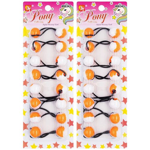 16 Pcs Hair Ties 20mm Ball Bubble Ponytail Holders Colorful White Two Tone Elastic Accessories for Kids Children Girls Women All Ages (Orange)