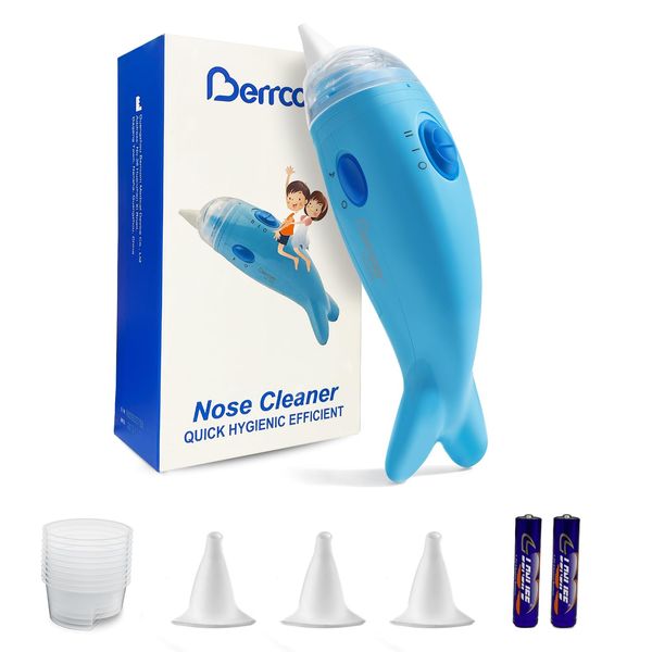 Berrcom Nasal Aspirator for Baby, Electric Nose Sucker for Toddlers, Baby Nose Cleaner with 3 Silicone Tips, Automatic Booger Sucker for Kids with Music, Adjustable Suction Level