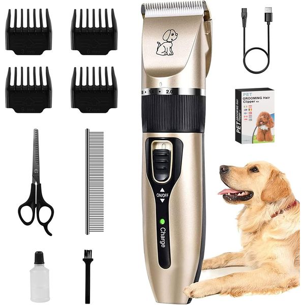 LONENESSL Dog Clippers, Dog Grooming Clippers,Portable Dog Grooming Kit, Cordless, Low Noise Pet Grooming Kit with 4 Comb&hairdressing cloth &Professional Accessories for Dog Cat and Other Pets