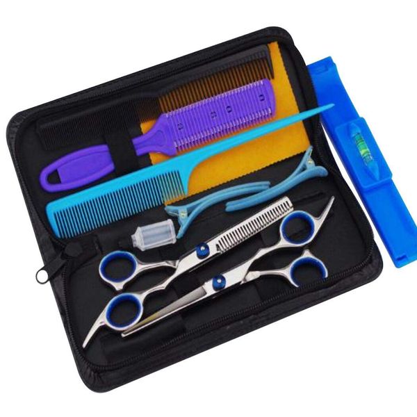 Gap Scissors Hair Cutting Scissors Barb Self Cutting Children's Bangs Cut Stainless Steel Comb Shaver with Case 9 Piece Set