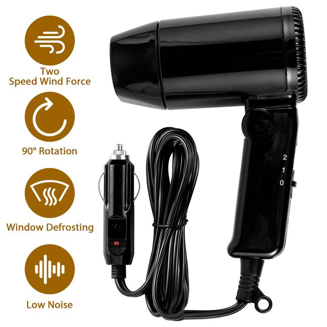 12V Car Styling Hair Dryer 2 Speed Car Hair Blow Dryer Foldable Handle Compact✻