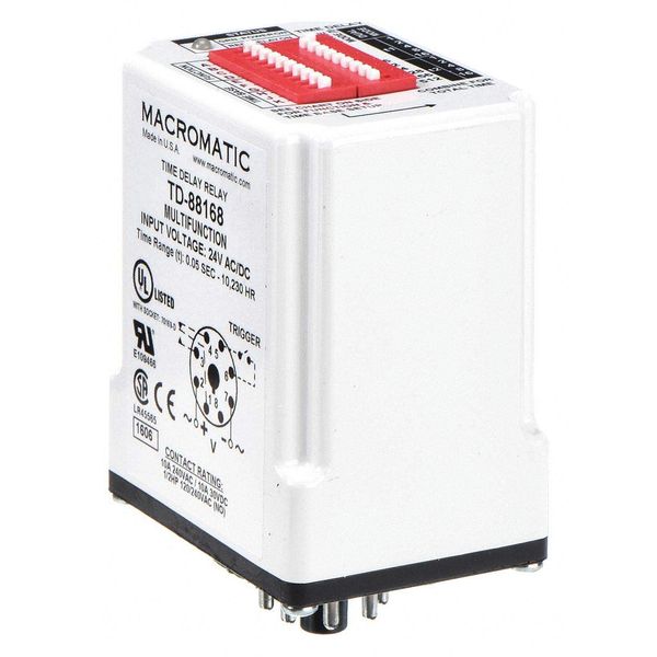 Time Delay Relay, 24Vac/Dc, 10A, Spdt