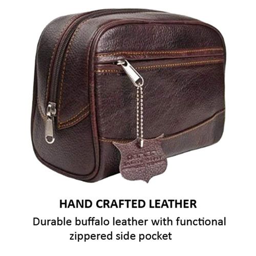 Parker Men’s Travel Toiletry Bag–Handmade Buffalo Leather Dopp Kit for Men–Full Size Waterproof Bag with Zippered Side Pockets Travel Toiletry Organizer