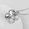 Mecool Four Leaf Clover Heart-shaped Crystal Pendant Necklace 16" + 5" Extender