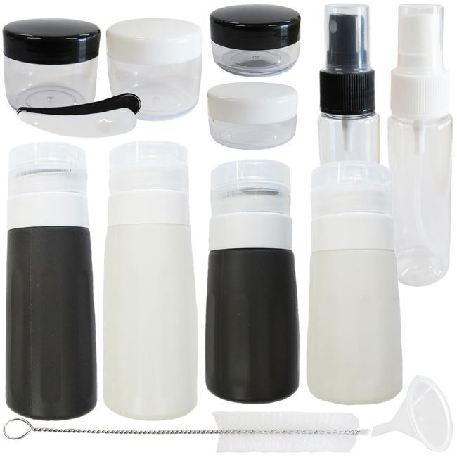 reiri Travel Bottle Shampoo Leak Proof Silicone Lotion (Black and White)