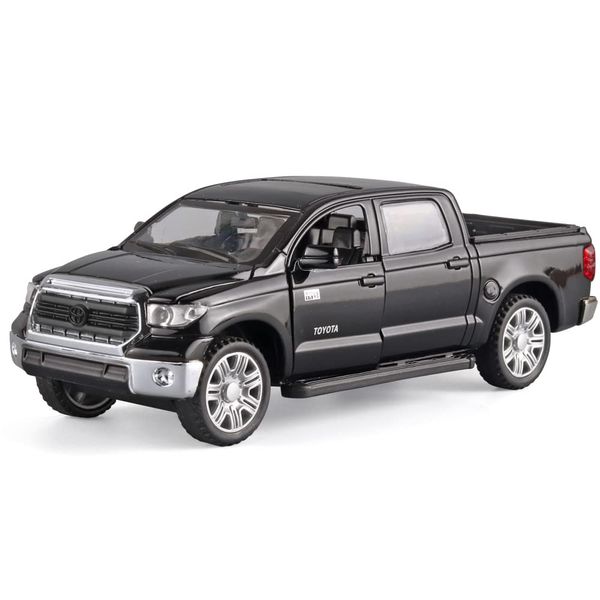 OANMYJJO Toy Pickup Trucks for Boys 1/32 Tundra Diecast Cars Model，Zinc Alloy Toy Pickup Truck，with Sound and Light、Pull Back，Birthday Gifts for Kids Ages 3 Year and UP（Black）