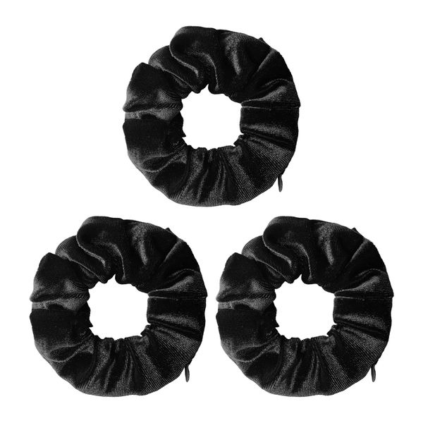 Pack of 3 Women's Hair Bobbles, Velvet Headbands with Zip, Travel Gadgets, Secret Hair Bobbles, Soft Hair Bobbles for Ponytail, Curly Hair Bobbles with Ball Head