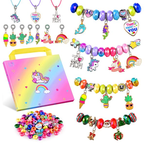 Unicorn Charms Bracelet Making Kit - DIY Jewelry Craft Set for Girls Age 6-8