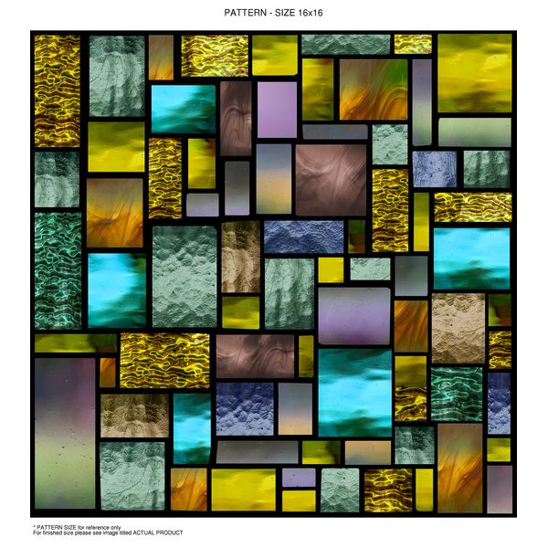 Windowpix 42x12 / 42 x 12 Decorative Static Cling Window Film Solar Stained Glass Geometric Pattern Printed on Clear for Window Glass Panels. UV Protection, Energy Saving.