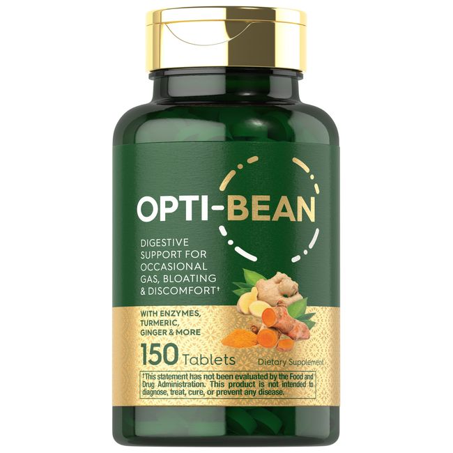 Opti-Bean | 150 Tablets | Digestive Support | Gas, Bloating | by Carlyle