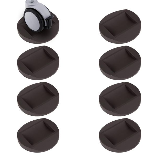 8 Pack Furniture Stopper, Brown Bed Stoppers Wheel Stoppers Furniture Caster Cups - Premium Solid Rubber Caster Cups Fits to All Floors & Wheels of Beds, Sofas, Chairs, Prevents Scratches