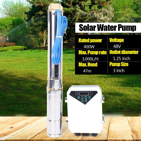 3" DC 48V 400W Solar Submersible Pump Bore Deep Well Water Pump MPPT Controller