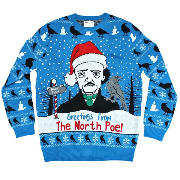 Greetings From the North Poe (Blue) / Knit Sweater - Small / Blue