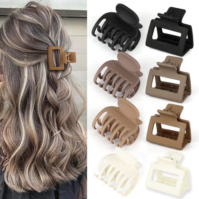 Doppelreihige Haarspangen, klein, quadratisch, für dünnes Haar, 4,1 cm, mittelgroß, matt, rutschfest, kurzes Haar-Accessoire für Frauen und Mädchen (8 natürliche Farben)