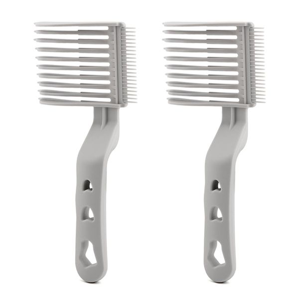 2 Pieces Barber Fade Combs, Professional Hair Barber Cutting Comb Clipper Comb Curved Positioning Comb for Men Salon Hairdresser Tools(COLOR:Grey)