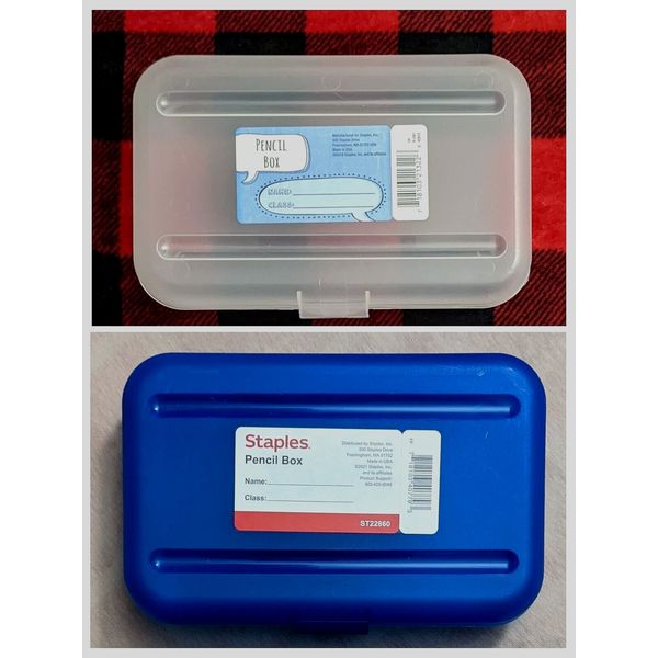 2 pk Staples Snap Plastic Cases Clear & Translucent Blue