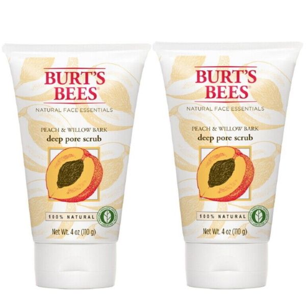 2 - Burt's Bees Peach Willow Bark Facial Deep Pore Scrub Face 4oz  218948