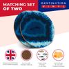 2 x Round Coasters - Blue Agate Geode Effect Glossy Coasters/Tabletop Protection for Any Table Type #3437