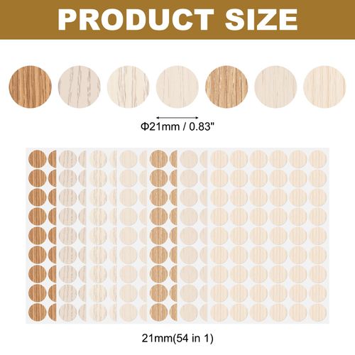 HARFINGTON 7 Sheets Screw Hole Covers Stickers 21mm 54 in 1 Self Adhesive Screw Covers Caps Waterproof Dustproof Sticker PVC for Wall Cabinet Desk Screws Furniture Repairing, 7 Colors