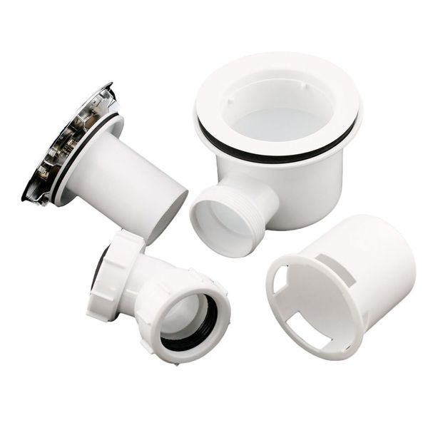 90mm Fast Flow Easy Clean shower enclosure tray waste & chrome effect cap