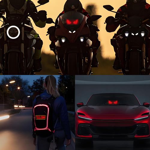 Mini LED Sign for Car - Devil Eyes Light for Motorcycle, Flexible Programmable 7"x3" LED Matrix Panel for Advertising & DIY Use,App & Remote Control