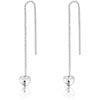 DTPSilver - 925 Sterling Silver Puffed Heart Pull Through Earrings