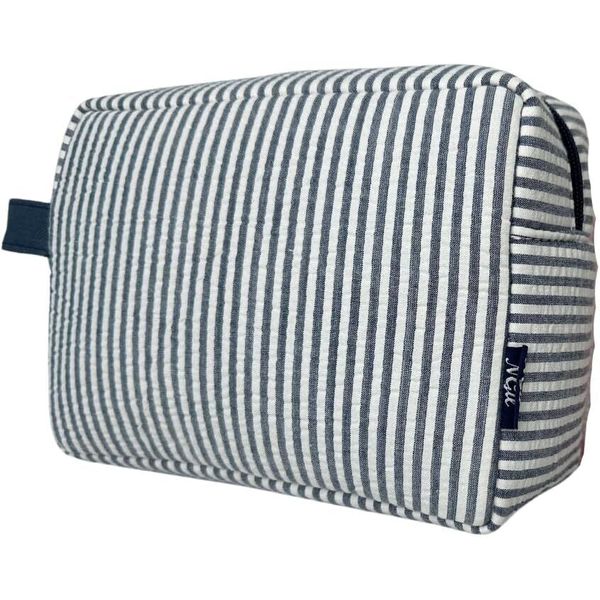 NGIL Makeup Bag for Women, Cute Cosmetic Bag, Lightweight Seesucker- Navy