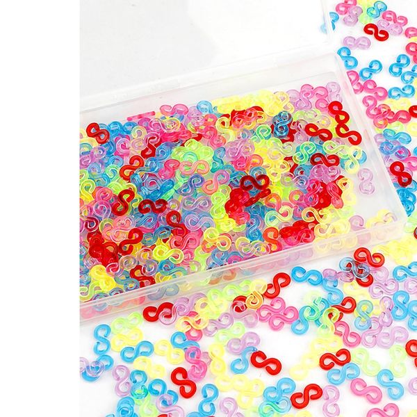 S Clips,Bracelet Connectors,500 Pcs S Clips for Rubber Band Bracelets,Rainbow Loom Hook,Small Rubber Clips,Rubber Band Bracelet Clips,Rainbow Loom Charms,Rainbow Loom Tools,Bracelet Making kit,Boxed