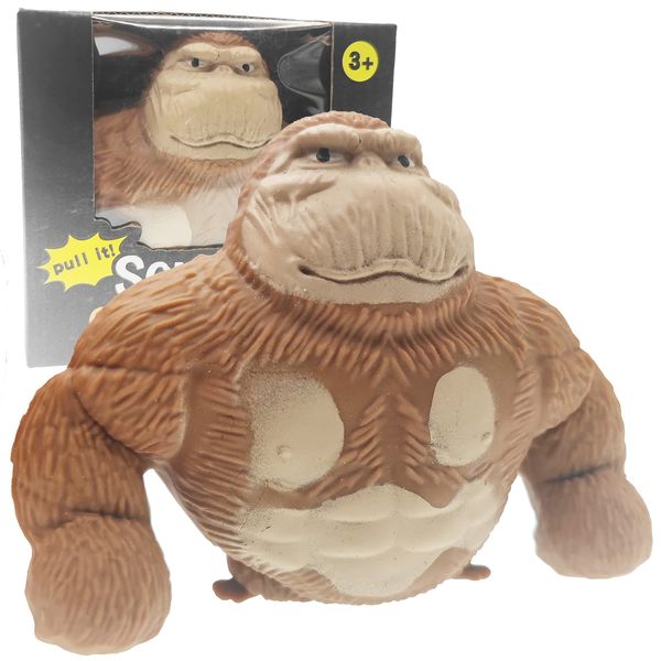 Funny Brown Monkey Toy, Figure for Kids and Adults, Stretch Gorilla Toy, Decompress and Squeeze Stress Toy , Stress Relief Toy for Children and Adults Sensory Toy, Gift for Easter (TikTok Monkey)