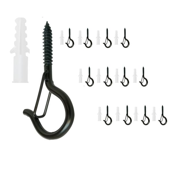 UNROVE Screw Hooks for Hanging Plants - 12 PCS Q Hanger Hooks Outdoor - Screw in Hooks for Wood - Black Cup Hooks Screw in for Pervasive Indoor & Outdoor Uses