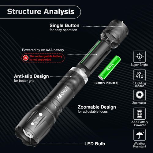 LED Flashlights High Lumens 6 Pack, Powerful Tactical Flashlight With 3 Modes, Pocket Small Flash Light, Waterproof Zoomable Flashlights for Home Emergencies, Camping Essentials (Battery Included)