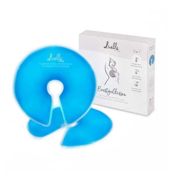 Livella Breast Gel Pads 3-in-1 Hot & Cold Compresses for Use During Breastfeeding - Compatible with Breast Pump - Soothes Breasts & Stimulates Milk Flow - 2 Thermal Gel Pads & 2 Fleece Covers