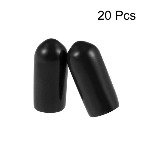 uxcell 20pcs Rubber End Caps 5mm ID Vinyl Round Tube Bolt Cap Cover Thread Protectors Black