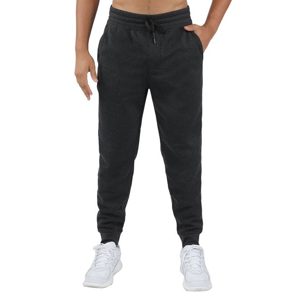 90 Degree Men's Jogger Pants with Black Drawstring - Heather Grey / L